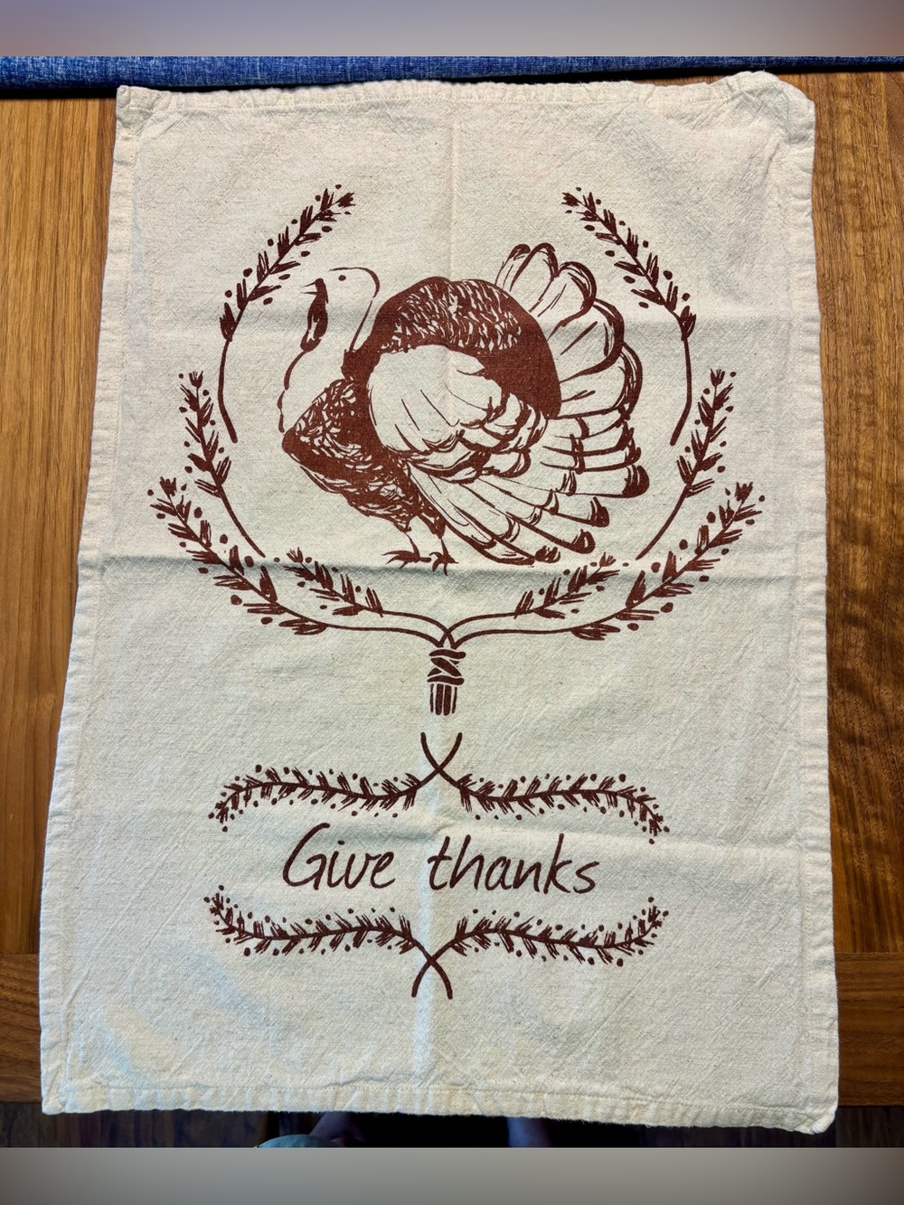 TAG Turkey “Give thanks” Kitchen Tea Towel 100% Cotton Cottage Farmhouse